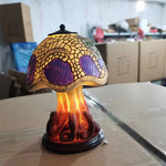 Vintage Stained Glass  Mushroom Resin Lamp