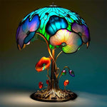 Vintage Stained Glass  Mushroom Resin Lamp