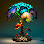 Vintage Stained Glass  Mushroom Resin Lamp