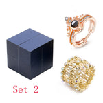Personalized Valentine's Day 100 Language "I Love You" Ring And Bracelet  with Jewelry Box