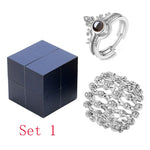 Personalized Valentine's Day 100 Language "I Love You" Ring And Bracelet  with Jewelry Box