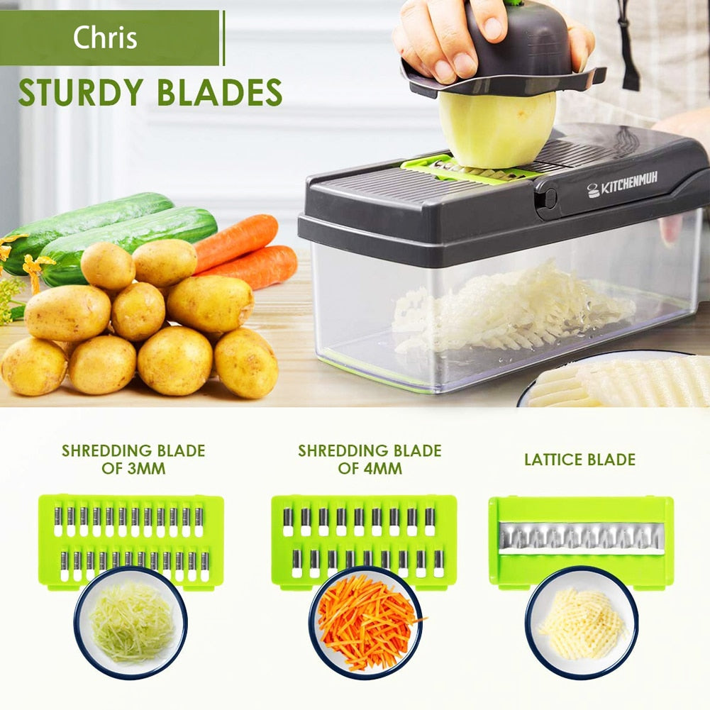 Multifunctional Vegetable Slicer With Basket