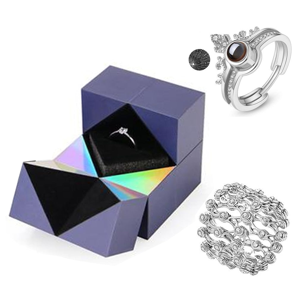 Personalized Valentine's Day 100 Language "I Love You" Ring And Bracelet  with Jewelry Box
