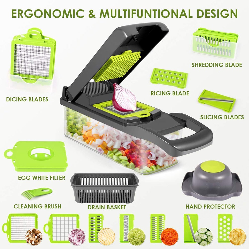 Multifunctional Vegetable Slicer With Basket