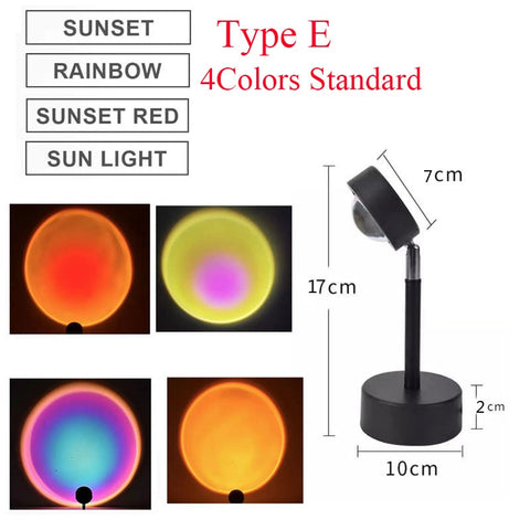Sunset Lamp Led Projector Remote Control Rainbow Atmosphere Night Light Photographic Home Background Wall Decoration Lamp