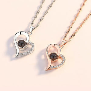 Valentine's Day Rose in Luxury Box with Love Projection Necklace in 100 Languages