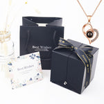 Valentine's Day Rose in Luxury Box with Love Projection Necklace in 100 Languages