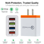 4 Multi-Port Fast Quick Charge 3.0 Wall Charger USB Hub Power Adapter