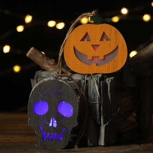 Halloween Wooden Pumpkin and Skull Lanterns