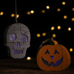 Halloween Wooden Pumpkin and Skull Lanterns