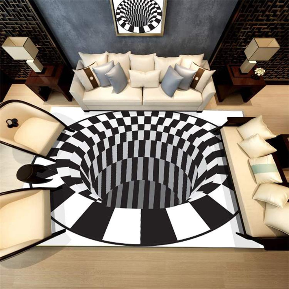 3D Vortex Swirl Optical Illusion Non-Slip Rug Floor Carpet