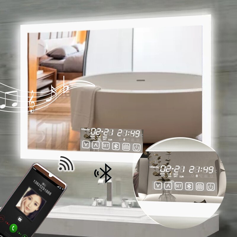 LED Smart Bathroom Anti-Fog Bluetooth Mirror