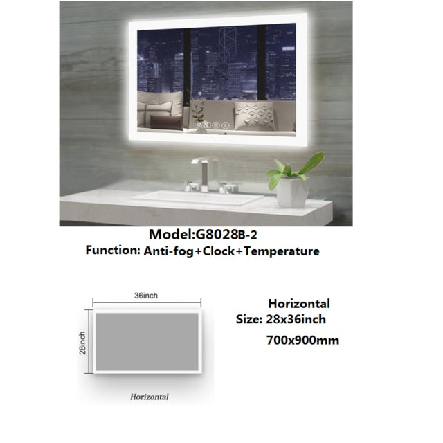 LED Smart Bathroom Anti-Fog Bluetooth Mirror