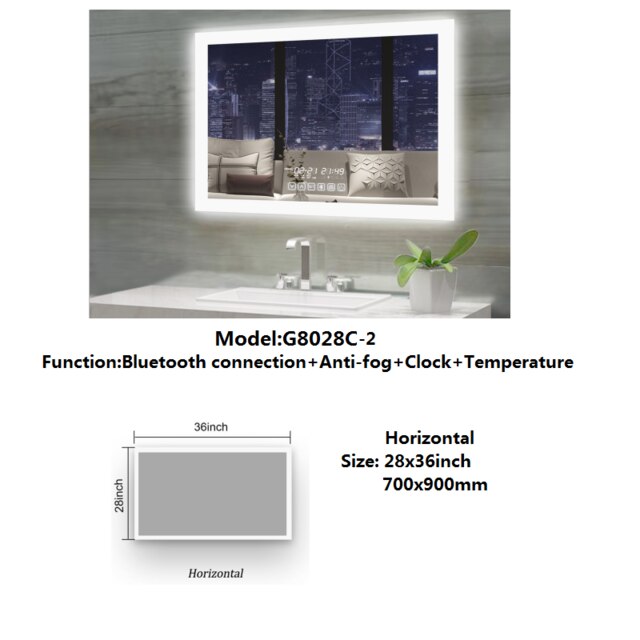 LED Smart Bathroom Anti-Fog Bluetooth Mirror
