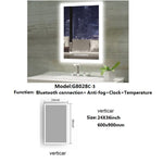 LED Smart Bathroom Anti-Fog Bluetooth Mirror