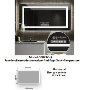 LED Smart Bathroom Anti-Fog Bluetooth Mirror