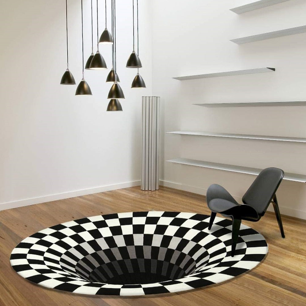 3D Vortex Swirl Optical Illusion Non-Slip Rug Floor Carpet