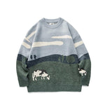 Happy Cute Cows Unisex Long Sleeves Pullover Sweater