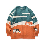Happy Cute Cows Unisex Long Sleeves Pullover Sweater