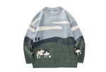 Happy Cute Cows Unisex Long Sleeves Pullover Sweater