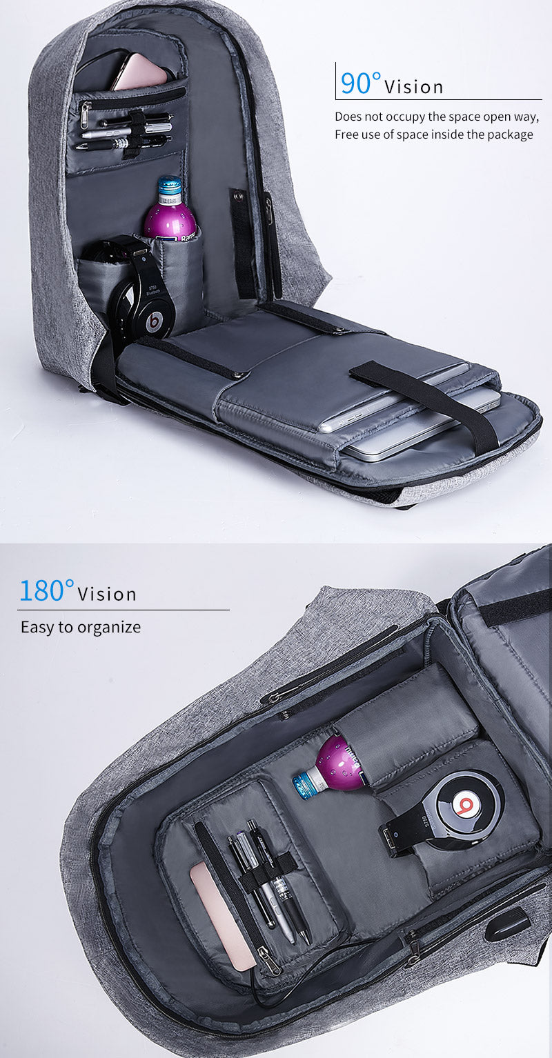 Waterproof Anti Theft Backpack 15.6" USB Charge