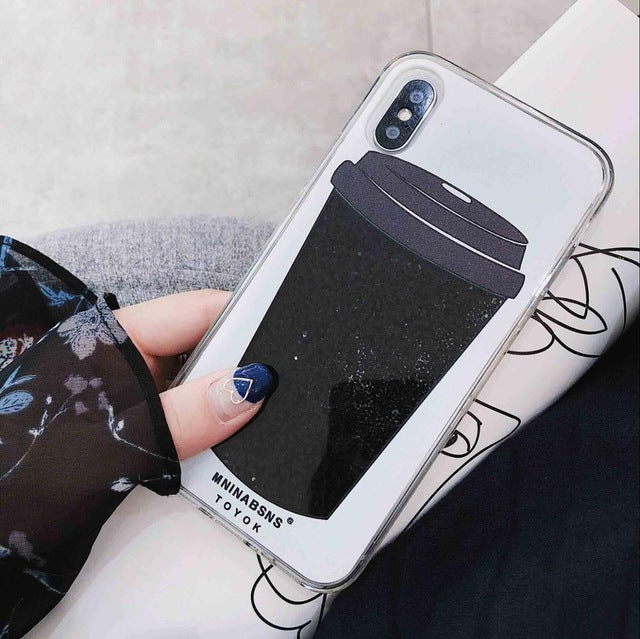 Magic Liquid Quicksand Coffee Cup Case for iPhone/Samsung