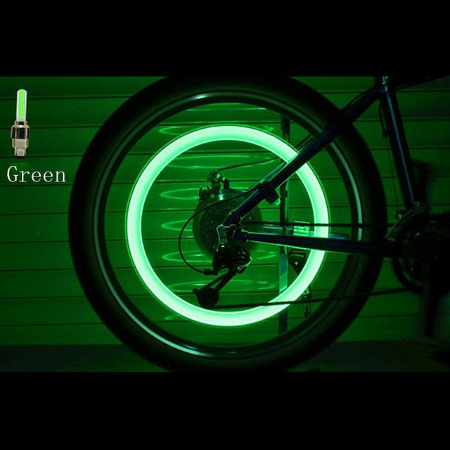 2pcs Neon Bike Tire Valve Cap Lights
