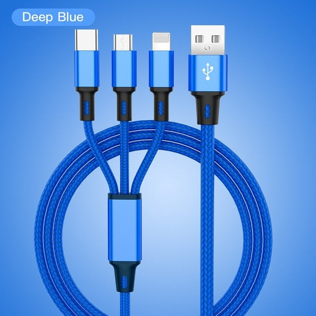 3 in 1 Micro USB/Type C/Lighting Charging Cable