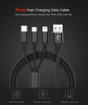 3 in 1 Micro USB/Type C/Lighting Charging Cable