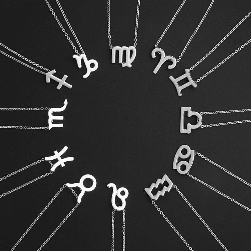 12 Zodiac Sign Necklace with Gold Card