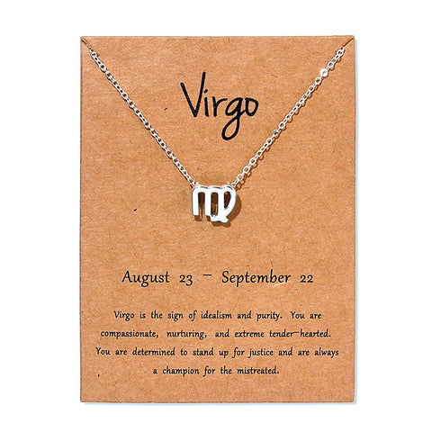 12 Zodiac Sign Necklace with Gold Card